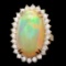 14K Yellow Gold 13.62ct Opal and 1.17ct Diamond Ring