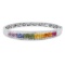 14K White Gold Setting with 4.11ct Multi Colored Sapphire and 0.36ct Diamond Bangle Bracelet