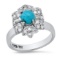 18K White Gold Setting with 1.03ct Turquoise and 0.41ct Diamond Ladies Ring