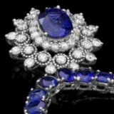 14K White Gold 43.87ct Sapphire and 1.62ct Diamond Necklace