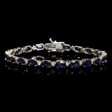 14k White Gold 12.37ct Sapphire 0.54ct Diamond Bracelet