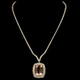 14K Rose Gold 25.11ct Morganite and 8.95ct Diamond Necklace