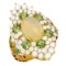 14k Yellow Gold 2.65ct White Opal 2.89ct Sapphire 2.52ct Diamond Ring