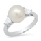 Platinum Setting with one 9mm South Seas Pearl and 0.41ct Diamond Ladies Ring