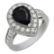 14k White Gold 2.09ct Sapphire 1.07ct Diamond Ring