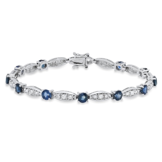 18K White Gold Setting with 4.25ct Sapphire and 0.88ct Diamond Bracelet