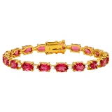 14k Yellow Gold 17.20ct Pink Tourmaline 0.96ct Diamond Bracelet