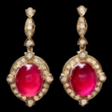 14K Yellow Gold 29.50ct Ruby and 1.66ct Diamond Earrings