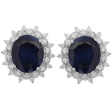 14k White Gold 18.41ct Sapphire 1.36ct Diamond Earrings