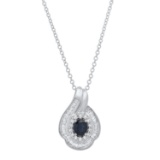 18K White Gold Setting with 0.64ct Sapphire and 1.04ct Diamond Pendant