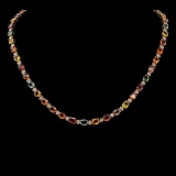 14K Gold 35.09ct Multi Color Sapphire 1.48ct Diamond Necklace