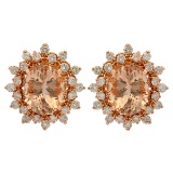 14k Rose Gold 5.05ct Morganite 1.68ct Diamond Earrings