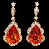 14K Yellow Gold 16.80ct Citrine and 1.23ct Diamond Earrings