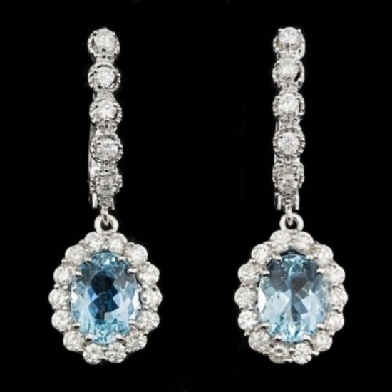 14k 3.27ct Aquamarine 1.31ct Diamond Earrings