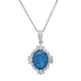 18K White Gold Setting with 5.27ct Opal and 0.57ct Diamond Pendant