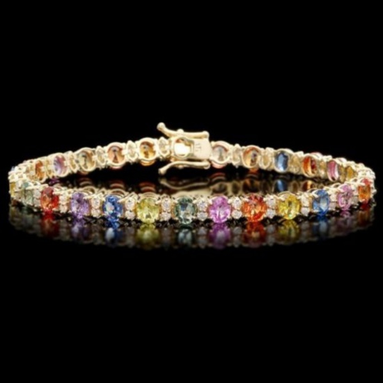 14K Gold 11.69ct Sapphire 1.36ct Diamond Bracelet
