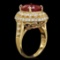 14K Yellow Gold 6.37ct Ruby and 0.78ct Diamond Ring