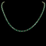 14K Gold 22.07ct Emerald 0.95ct Diamond Necklace