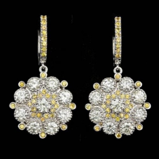 14k Gold 4.49ct Diamond 1.54ct Sapphire Earrings