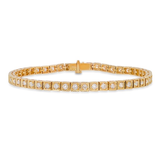 18K Yellow Gold Setting with 2.0ct Diamond Tennis Bracelet