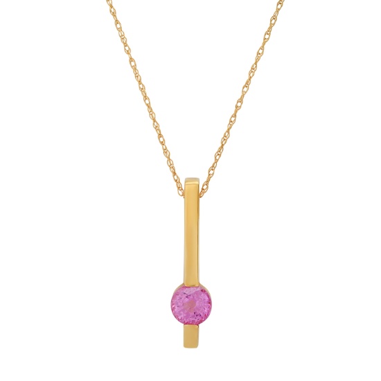 14K Yellow Gold Setting with 0.65ct Pink Sapphire Ladies Pendant