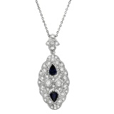 14k White Gold 2.56ct Sapphire 1.98ct Diamond Necklace