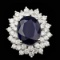 14K White Gold 9.30ct Sapphire and 2.82ct Diamond Ring