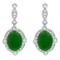 14k White Gold 12.89ct Jade 1.73ct Diamond Earrings