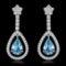 14K White Gold 4.32ct Aquamarine and 2.68ct Diamond Earrings