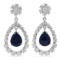 14K Gold  10.14ct Sapphire 7.11ct Diamond Earrings
