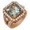 14k Rose Gold 9.48ct Aquamarine 2.10ct Diamond Ring
