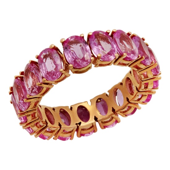 14k Rose Gold 11.12ct Pink Sapphire Eternity Band Ring