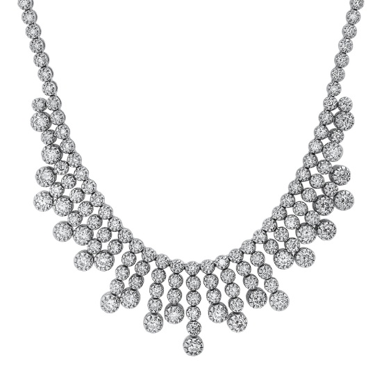 14K White Gold Setting with 7.28ct Diamond Necklace