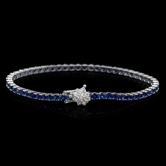 14K Gold 6.98ct Sapphire 0.54ct Diamond Bracelet