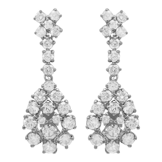 14k White Gold 3.10ct Diamond Earrings