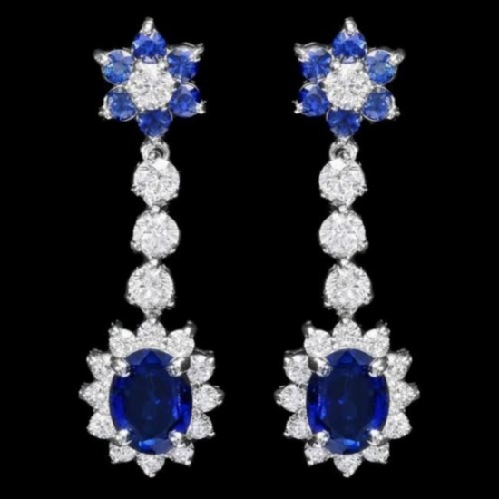 14K Gold 4.08ct Sapphire 2.02ct Diamond Earrings