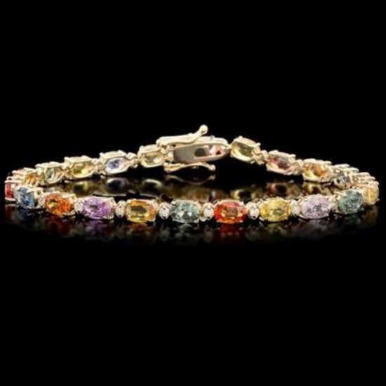 14K Gold 13.03ct Sapphire 0.52ct Diamond Bracelet