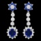 14K Gold 4.08ct Sapphire 2.02ct Diamond Earrings