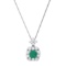 Platinum Setting with 0.58ct Emerald and 0.83ct Diamond Ladies Pendant
