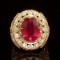 14K Yellow and Rose Gold 13.83ct Ruby and 2.40ct Diamond Ring