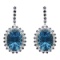 14k White Gold 51.78ct Topaz & 1.83ct Sapphire 1.12ct Diamond Earrings