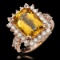 14K Rose Gold 5.02ct Beryl and 1.10ct Diamond Ring