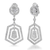 18K White Gold Setting with 2.87ct Diamond Ladies Earrings