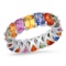 14K White Gold and 4.51ct Multi colored Sapphire Eternity Band