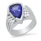 14K White Gold Setting with 3.94ct Tanzanite and 0.23ct Diamond Ladies Ring