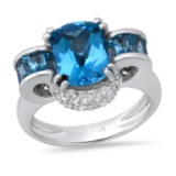 18K White Gold Setting with 5.21ct Blue Topaz and 0.12ct Diamond Bellari