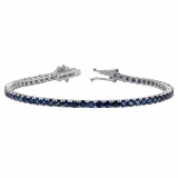 14k White Gold 5.12ct Sapphire 0.45ct Diamond Bracelet