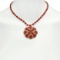 14K Gold 46.11ct Coral 3.00ct Diamond Necklace