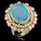 14K Yellow Gold 6.52ct Opal and 1.79ct Diamond Ring