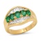 18K Yellow Gold .79ct Emerald and .81ct Diamond Ladies Ring